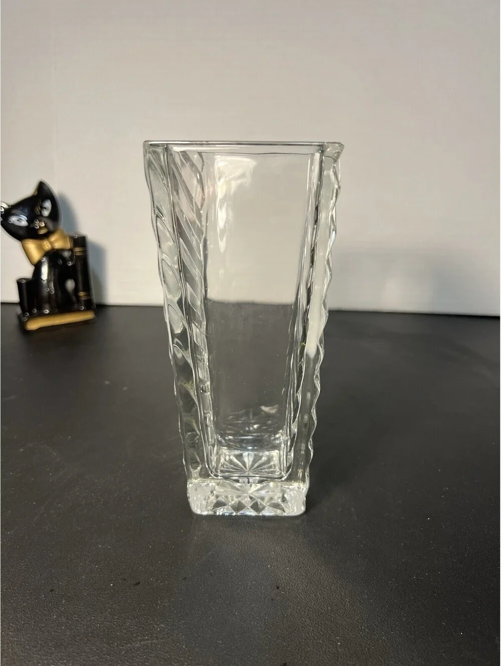 NIB Mikasa Japan 1999 Rectangular Vase Angles Cut Glass Crystal, 4x3x7